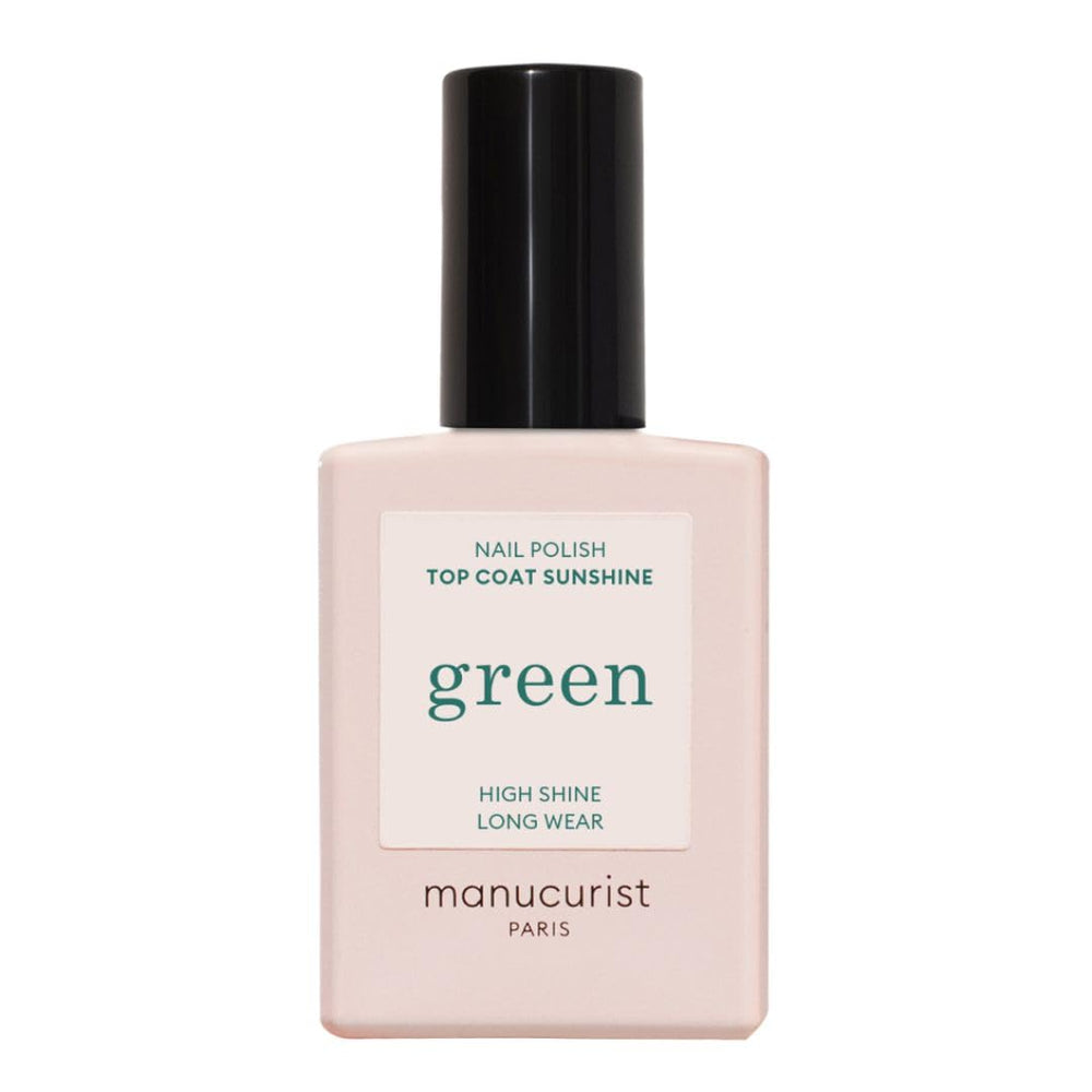 Vernis de finition Sunshine de Manucurist sur bouteille, brillance durable sans lampe.