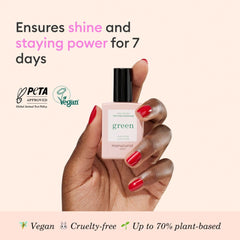 Étiquette Manucurist Sunshine indiquant formule végan et sans douze substances.