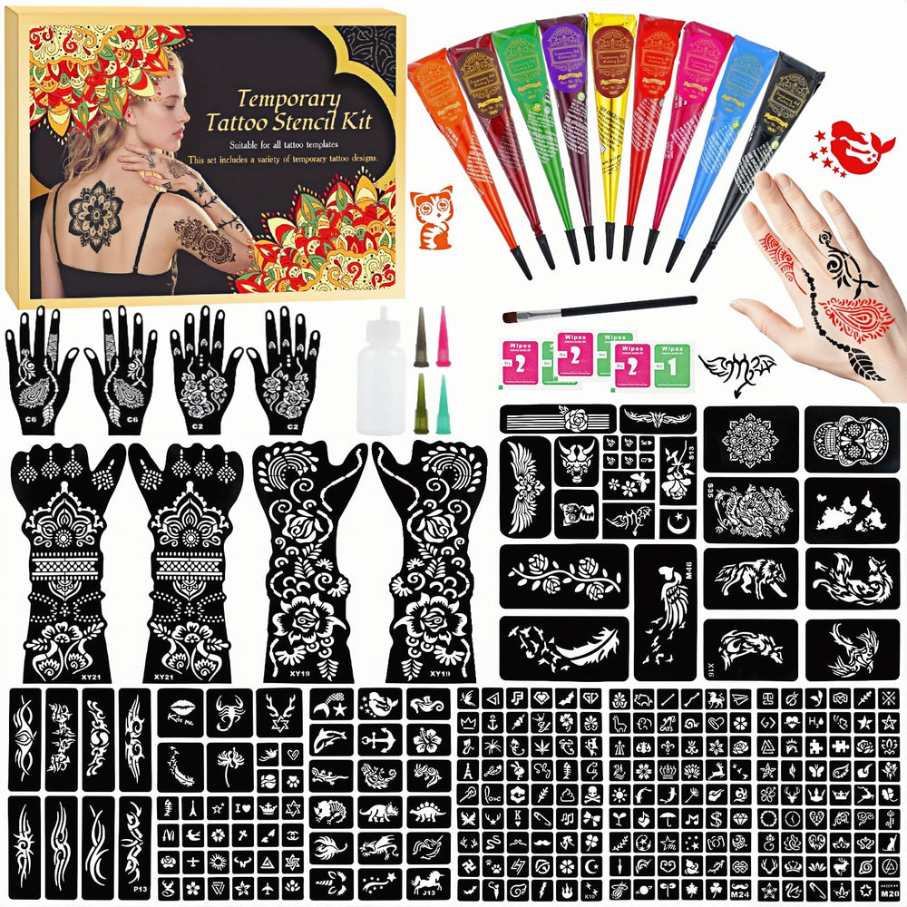 ManYan HaiYan ensemble-tatouages-temporaires 255 pièces : parfait pour décor corporel lors de fêtes et événements.