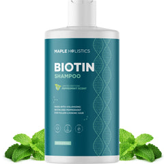 Shampoing Biotine Maple Holistics en bouteille Menthe pour fraîcheur et volume potentiels.