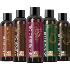 Maple Holistics huile amande douce – bouteille visible, hydratante pour peau et cheveux