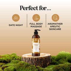 Maple Holistics huile vanille, texture glissante idéale après douche.