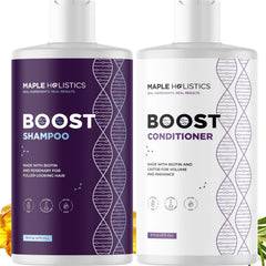 Maple Holistics Shampoing Biotine: bouteille visible, volume naturel.