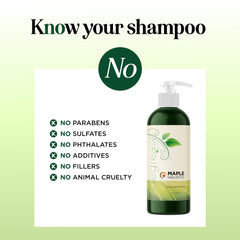Ingrédients naturels visibles dans le Shampoing Maple Holistics pour cuir chevelu sain.