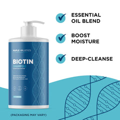 Shampoing Romarin Biotine Maple Holistics, huile d'argan nourrissante sans alourdir.