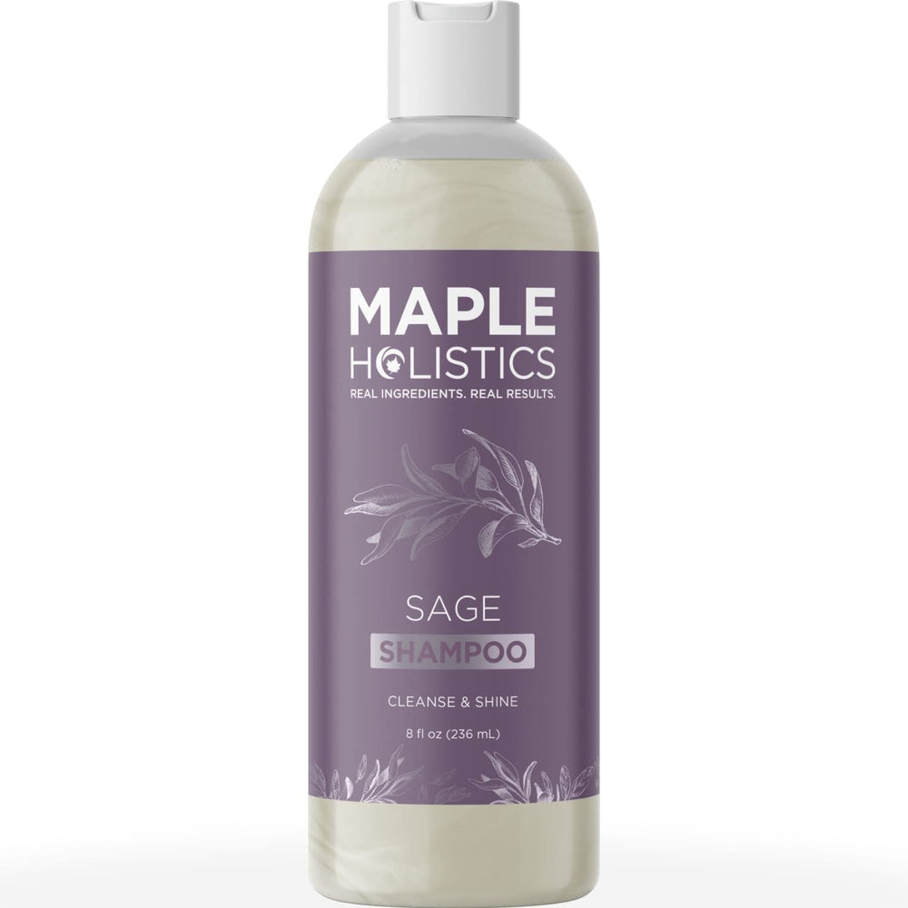 Maple Holistics shampoing sauge et romarin – bouteille prête à clarifier le cuir chevelu.
