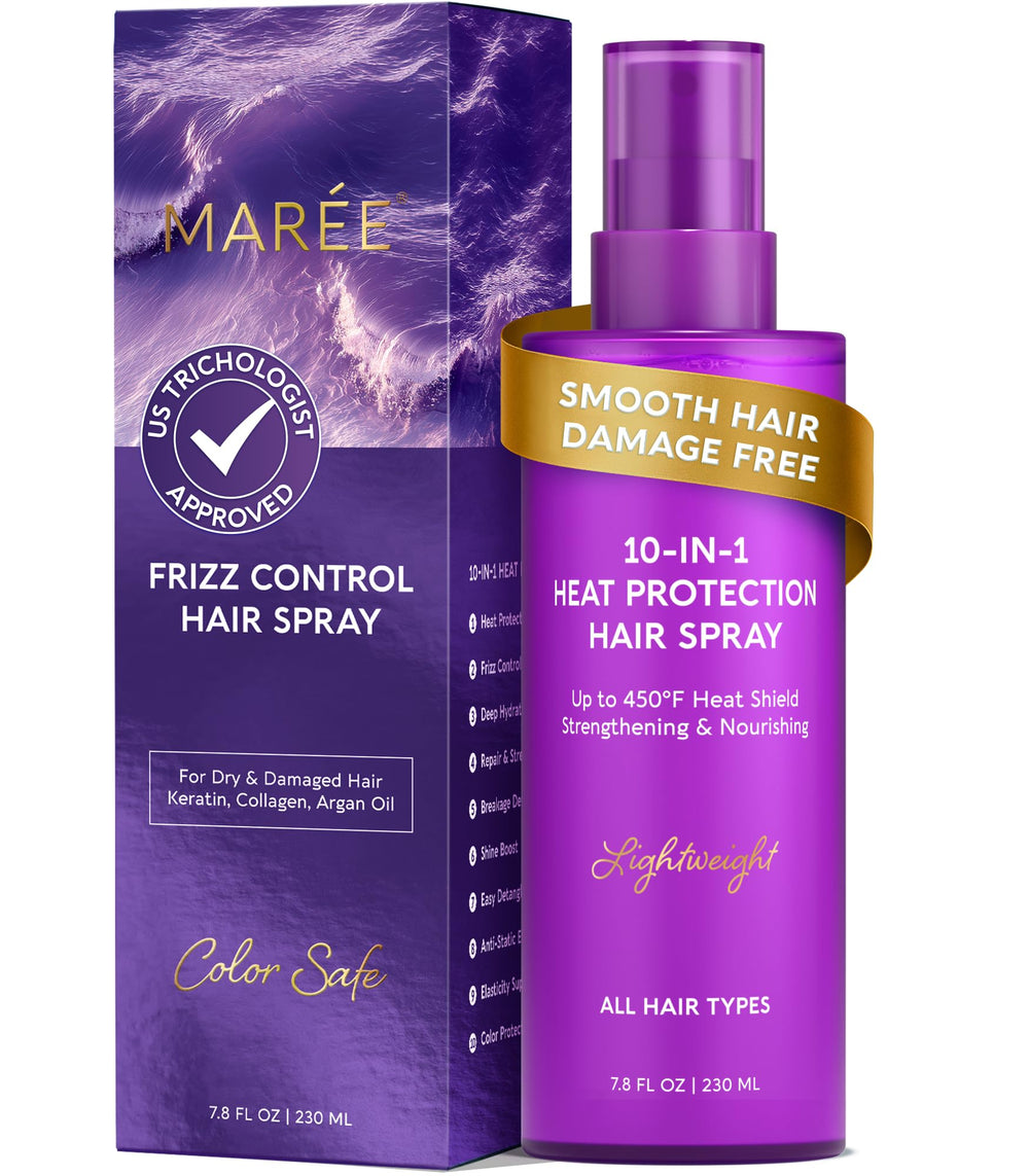 MAREE heat protection spray bottle for sleek styling