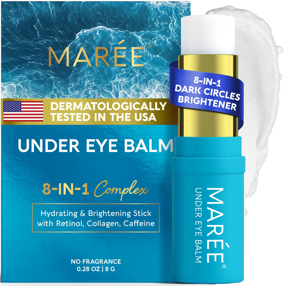 MAREE baume sous-oeil stick hydratant emballage premium pour un regard plus frais.