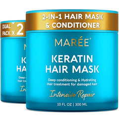 MAREE Masque capillaire profond – image bouteille, hydratation et réparation possibles.