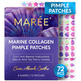 Pansement MAREE Étoile sur le visage pour absorption ciblée des impuretés.
