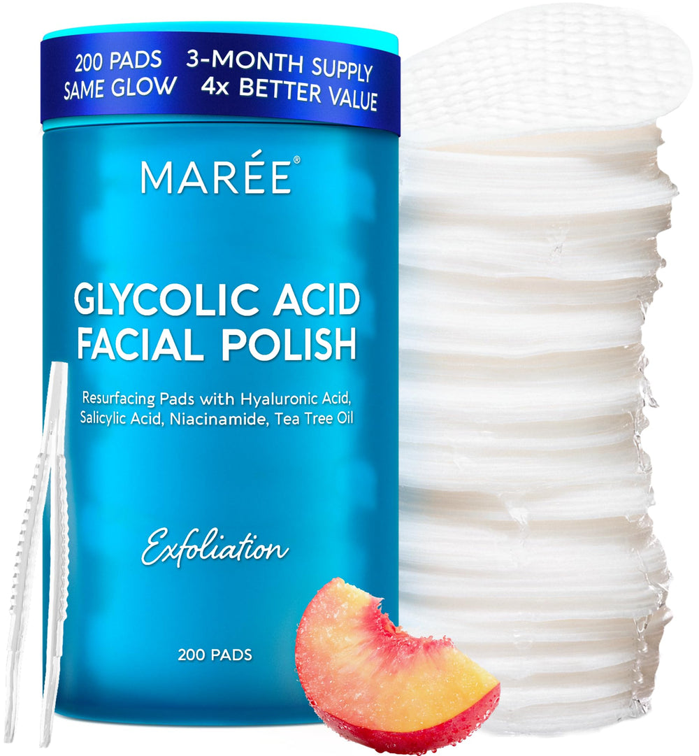 MARÉE Tampons Glycoliques Visage Nettoyants : exfoliation douce pour le teint.