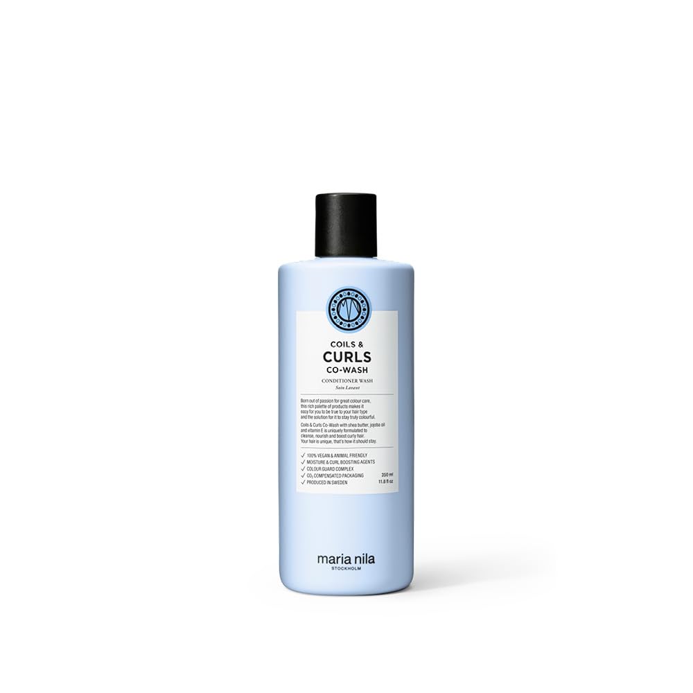 Maria Nila Coils & Curls Co-Wash — bouteille prête à hydrater et démêler les boucles.