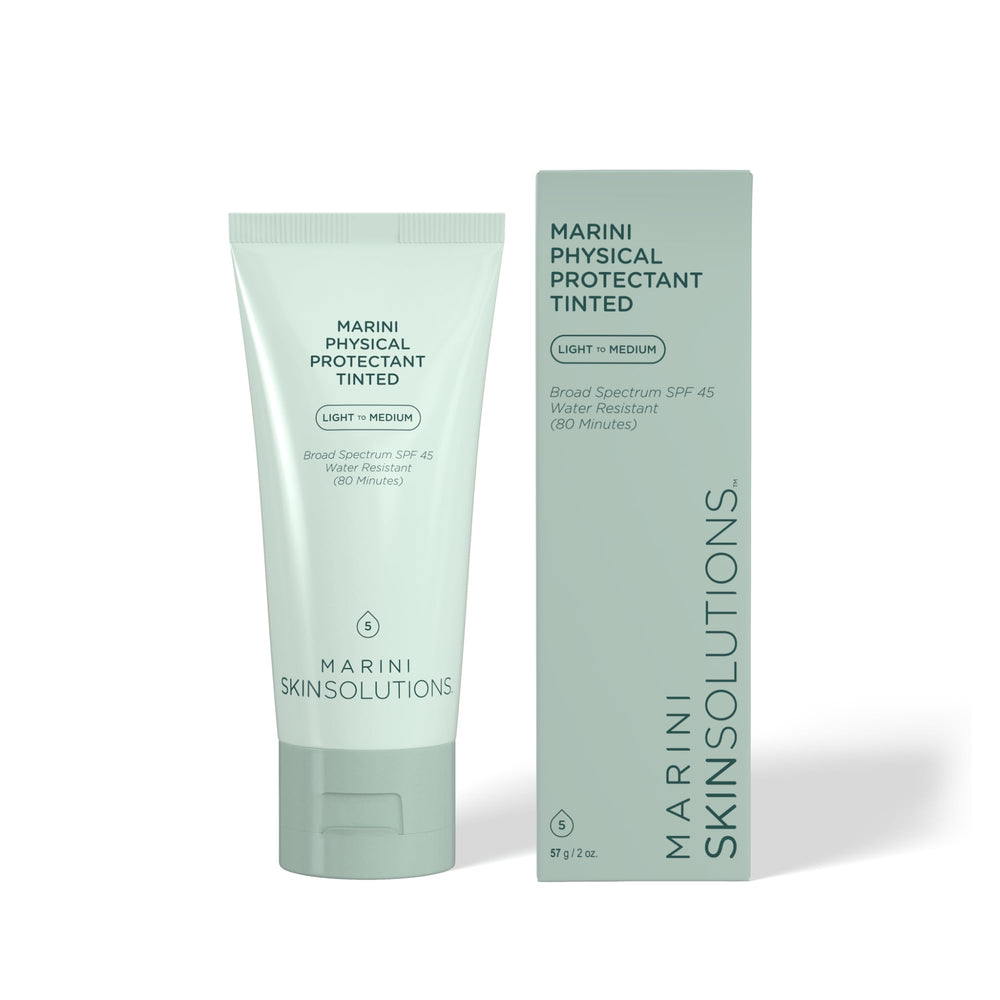 Marini SkinSolutions Protectant Teinté Visage : protection SPF45 universelle et fini mat léger.