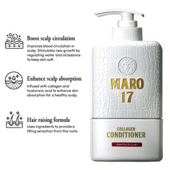 MARO17 hyaluronic acid infused formula emphasizes hydration for a balanced scalp.