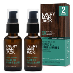 Huile barbe Every Man Jack, flacon, parfum marin, hydratation durable