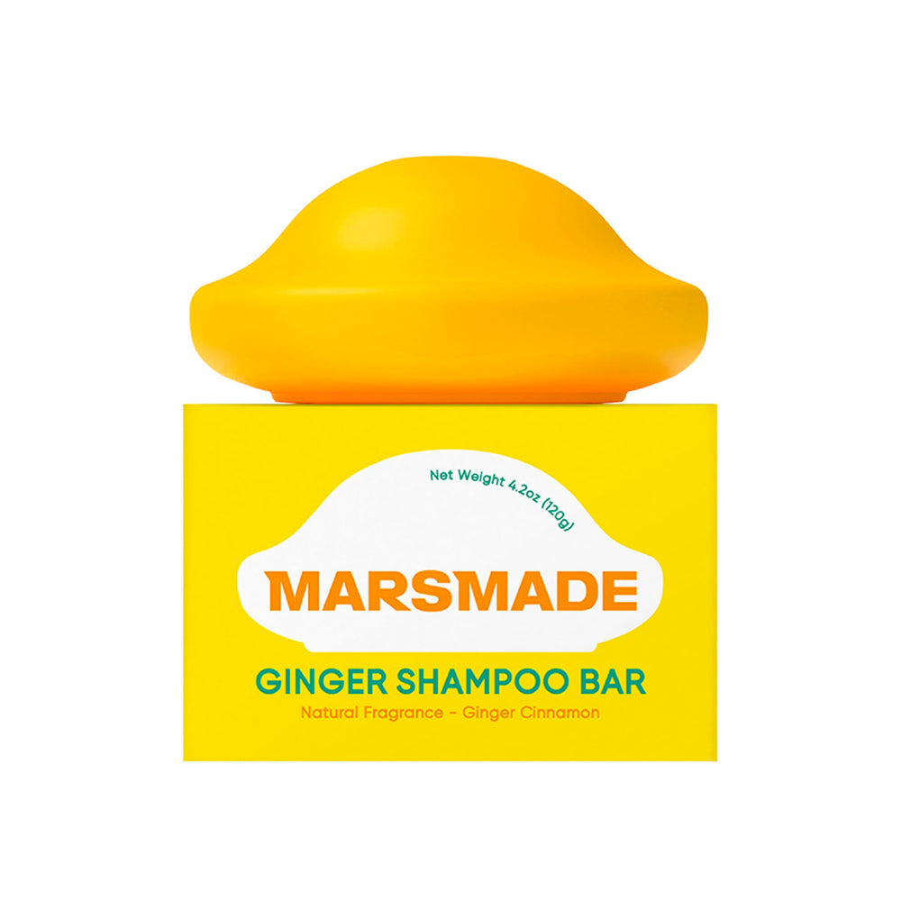 Mars Made barre-shampoing gingembre élan pour cuir chevelu revitalisé et cheveux brillants.