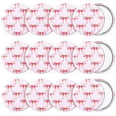 Miroir compact Marsui à noeud rose, pratique pour retouches en déplacement.