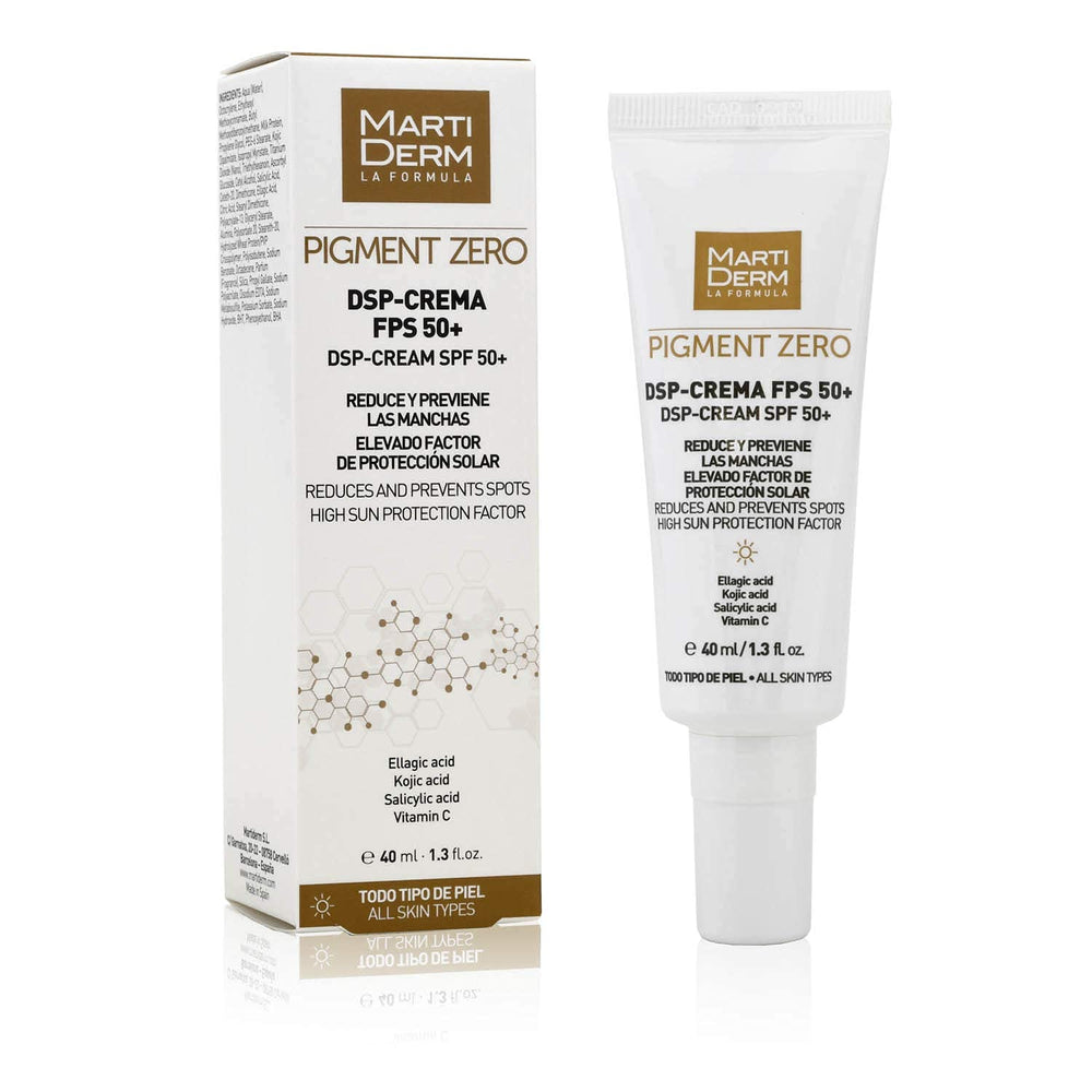 Crème Martiderm F50 dépigmentante sur le visage, teint plus uniforme et lumineux.
