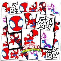 Tatouage Spidey et Ses Amis 2x2 prêts à appliquer, idéal pour fête d'anniversaire