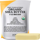 Mary Tylor Naturals Shea Butter 8 oz open packaging, ideal for DIY skin care.