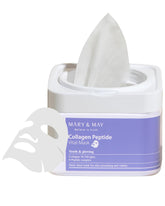Mary&May Masque Collagène Peptide Vital dans un étui coulissant pour 30 masques hygiéniques.