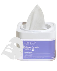 Mary&May Masque Collagène Peptide Vital dans un étui coulissant pour 30 masques hygiéniques.