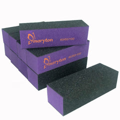 Bloc polissage Maryton pour ongles noir et violet, grains 60-100, lisse les surfaces.