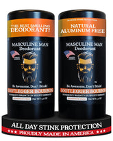Déodorant Masculine Man Bootlegger Bourbon en flacon, arôme boisé et chaleureux