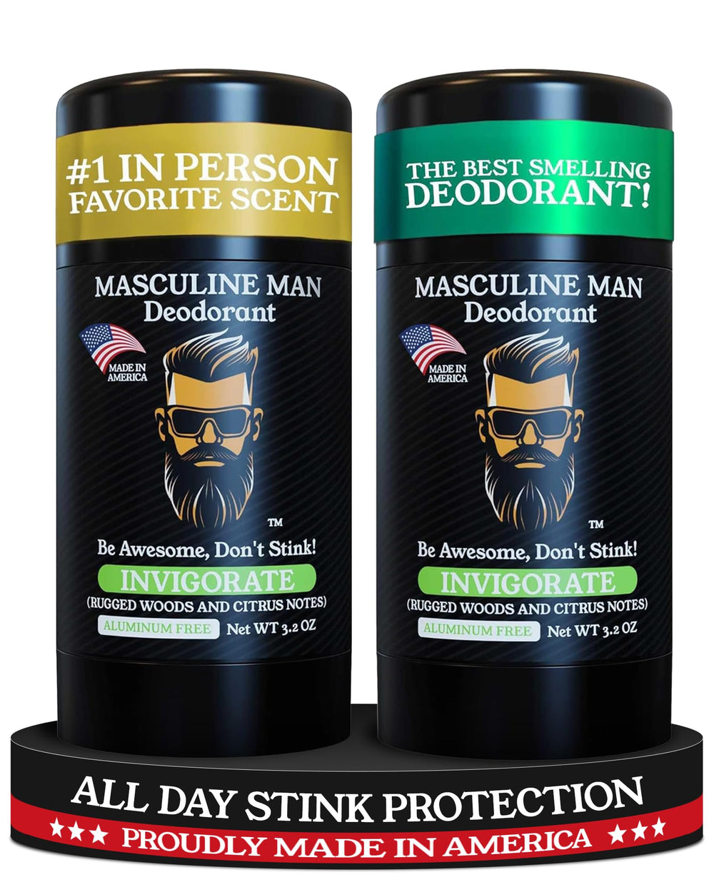 MASCULINE MAN Invigorate bâton déodorant avec parfum bois et agrumes.
