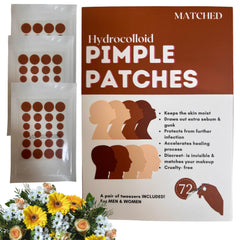 MATCHED hydrocolloid pimple patch on skin for discreet daytime wear.