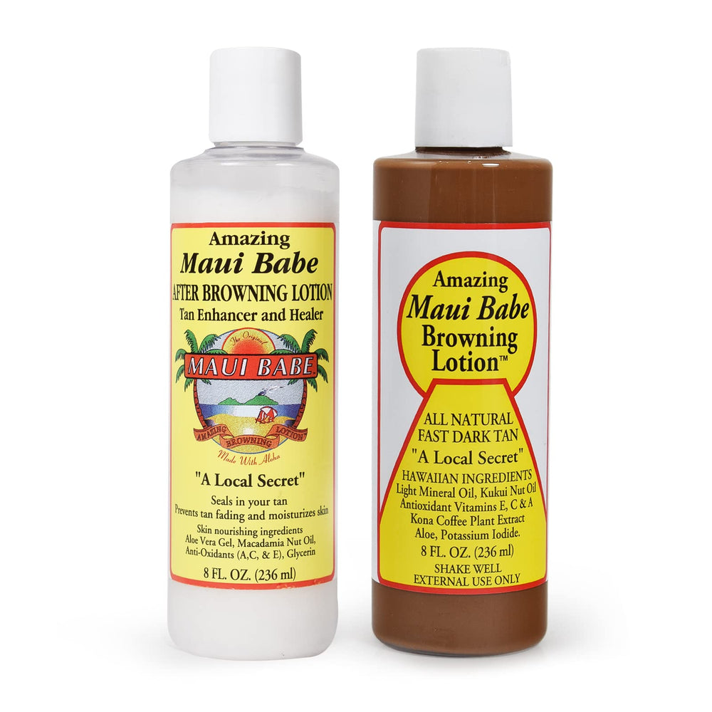 Lotion Maui Babe apres-bronzage en bouteille prolonge le bronzage et nourrit la peau