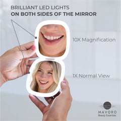 Mavoro travel mirror rechargeable USB-C for on-the-go charging.