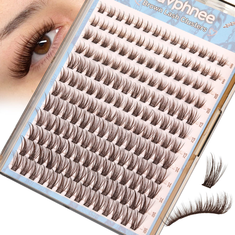 Cils bruns naturels Mavphnee, vue de face, effet naturel pour le quotidien.