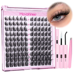 Cils grappes Mavphnee, 120 pièces CC-Courbé pour effet naturel évasé.
