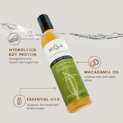 Shampoing végan MGA parfum Herbes naturelles, expérience sensorielle agréable.