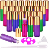 MaxMau bouteilles roll-on 5ml en verre, ensemble de 24 pour huiles essentielles, rangement pratique
