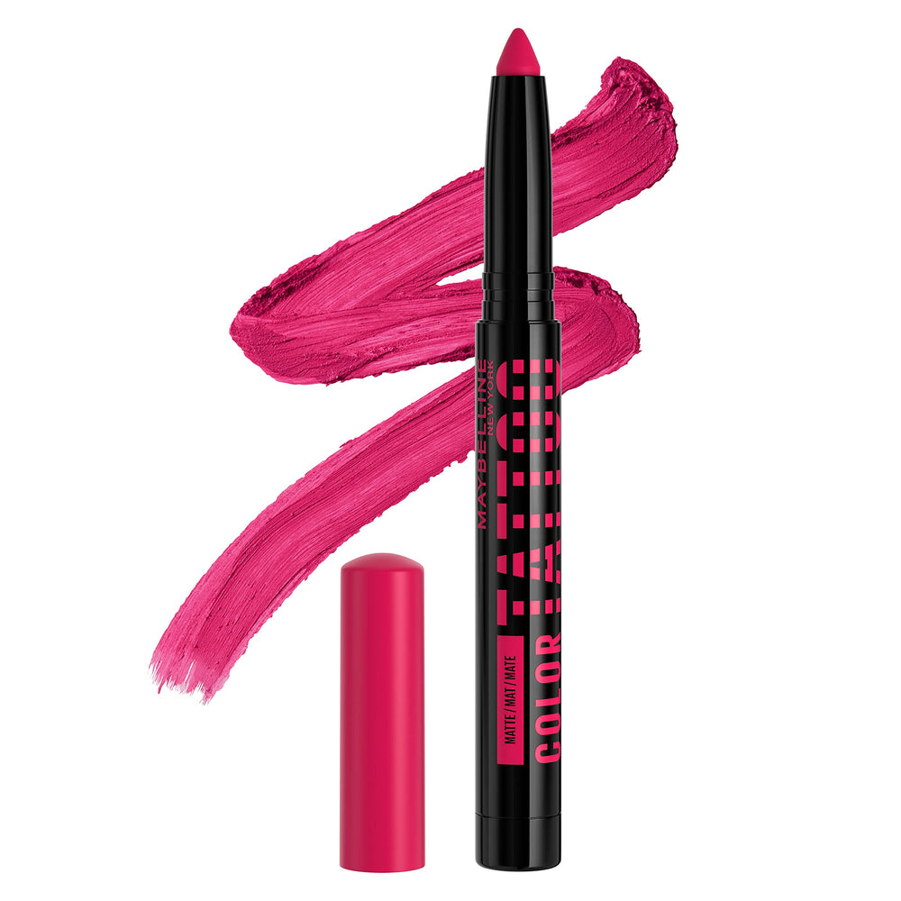 MAYBELLINE Color Tattoo Stix rose vif mat, couleur durable et polyvalente.