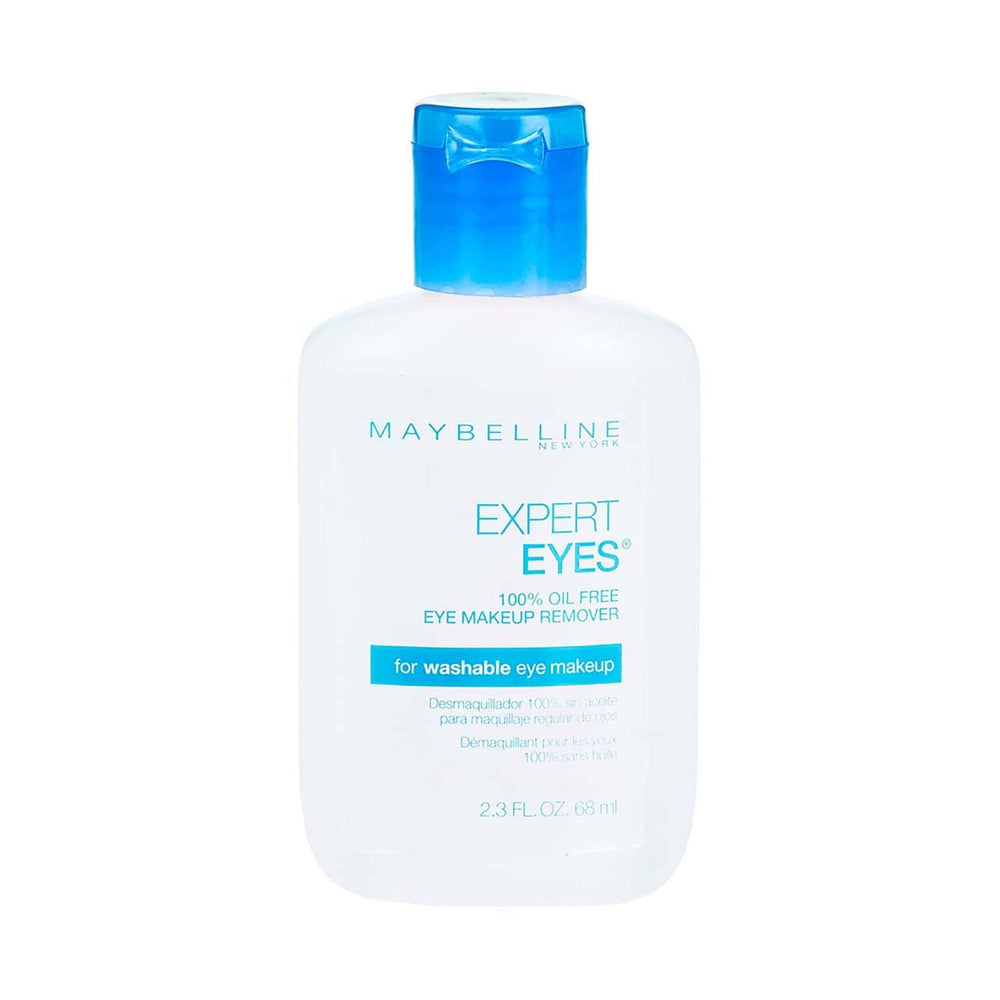 Maybelline Expert Eyes, démaquillant yeux sans huile en bouteille, nettoyage en douceur.