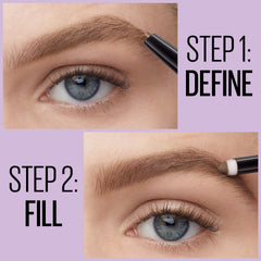 MAYBELLINE Express Brow, teinte brun moyen adaptée aux sourcils fournis.