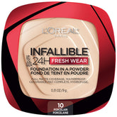 Maybelline Infallible en poudre Porcelaine; flacon pratique et fini mat longue durée.