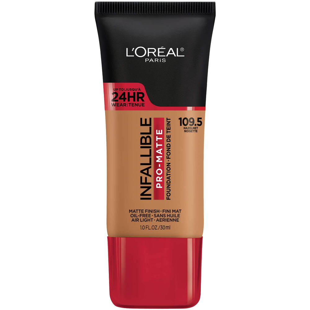 Maybelline Infallible Pro-Matte: bouteille avec pompe, texture aérienne pour un fini demi-matte durable.
