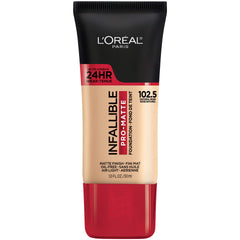 Maybelline Infallible Pro-Matte Foundation, flacon Rose Naturel, couvrance moyenne et longue tenue.