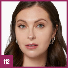 Maybelline Instant Age Rewind Eraser Foundation shade 112 swatch on skin shows balanced tone.