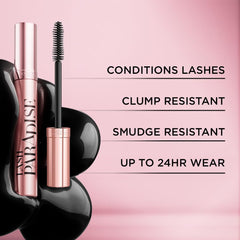 Maybelline Lash Paradise Mascara, frange complète et douceur sur chaque cil.