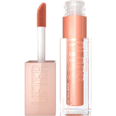 Maybelline Lifter Gloss Amber, bouteille et brillance hydratante pour lèvres lumineuses.