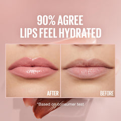 Maybelline Lifter Gloss Reef teinte rose pêche sur les lèvres