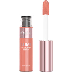 Maybelline Lumi Le Fard Liquide pour joues, flacon rose, texture légère et couleur durable.
