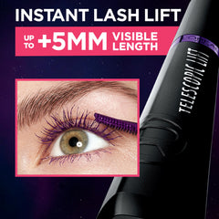 MAYBELLINE Telescopic Lift brosse double crochet, application précise et séparation des cils.