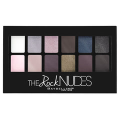 Maybelline Rock Nudes, palette ouverte, 12 teintes pour un regard charbonneux polyvalent.