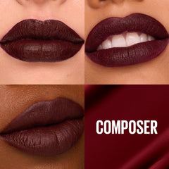Maybelline Super Stay Matte Ink Composer swatch rouge cerise brun couleur pigmentee et intense